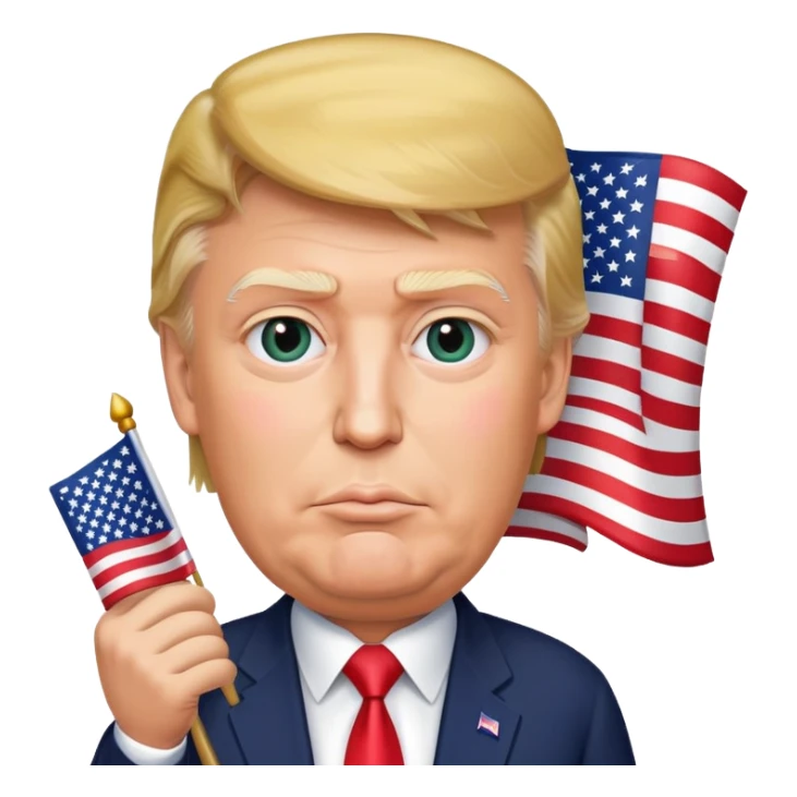 Donald Trump holding USA flag sticker