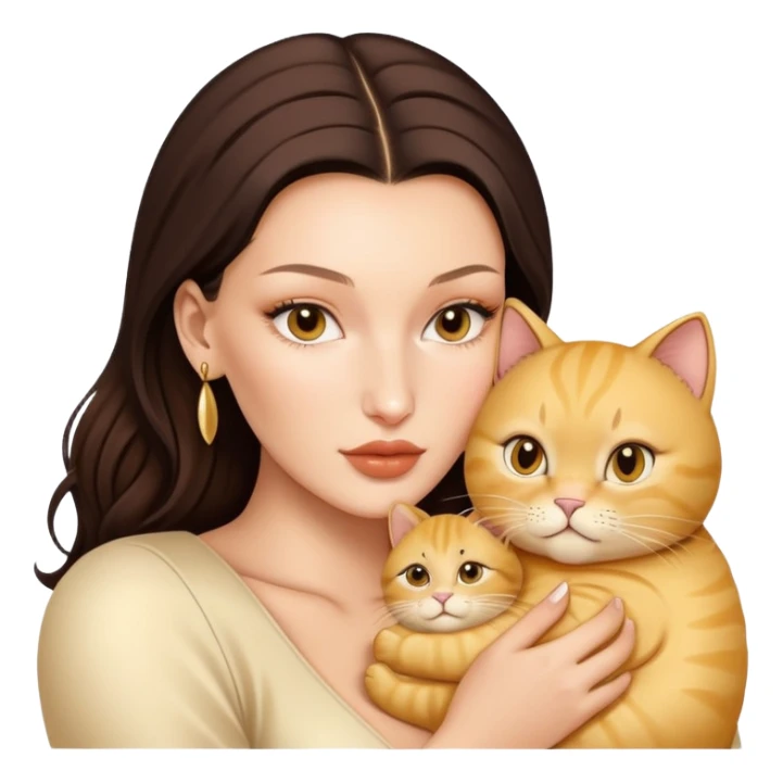 bella hadid with a golden fat baby cat  sticker