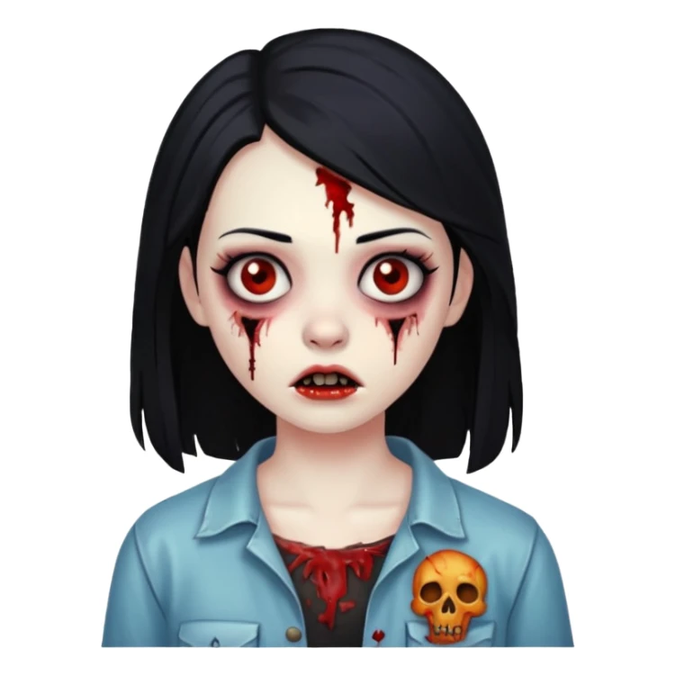 zombie girl with black hair  sticker
