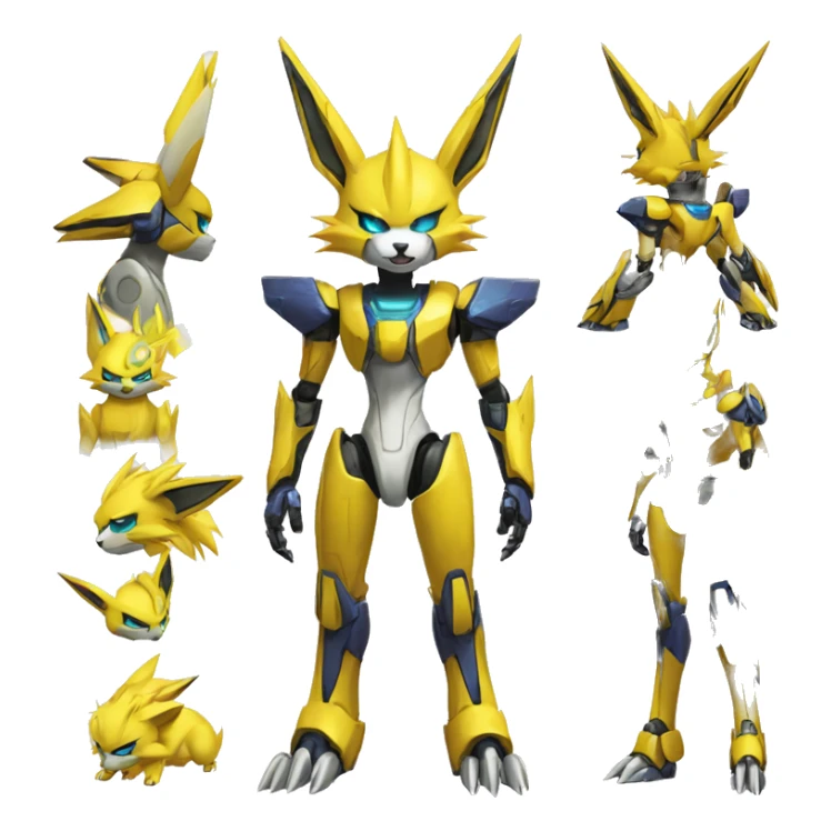 Renamon-Jolteon-Zeraora-medabot-mecha full body sticker