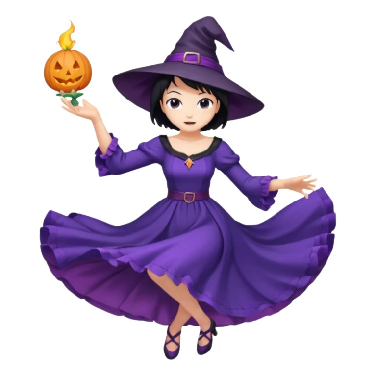 crie uma bruxinha de anime dançando sticker
