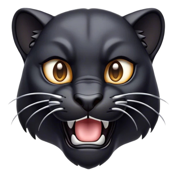 Cinematic Comical Panther Portrait Emoji, Head tilted dramatically with an exaggeratedly shocked expression, featuring a sleek, muscular body with wide, comically expressive eyes full of humorous disbelief, Simplified yet hilariously expressive features, highly detailed, glowing with a slightly sassy dark glow, high shine, dramatic yet playful, stylized with an air of quirky feline attitude, soft glowing outline, capturing the essence of a meme-worthy panther that looks ready to side-eye its way into viral fame! sticker