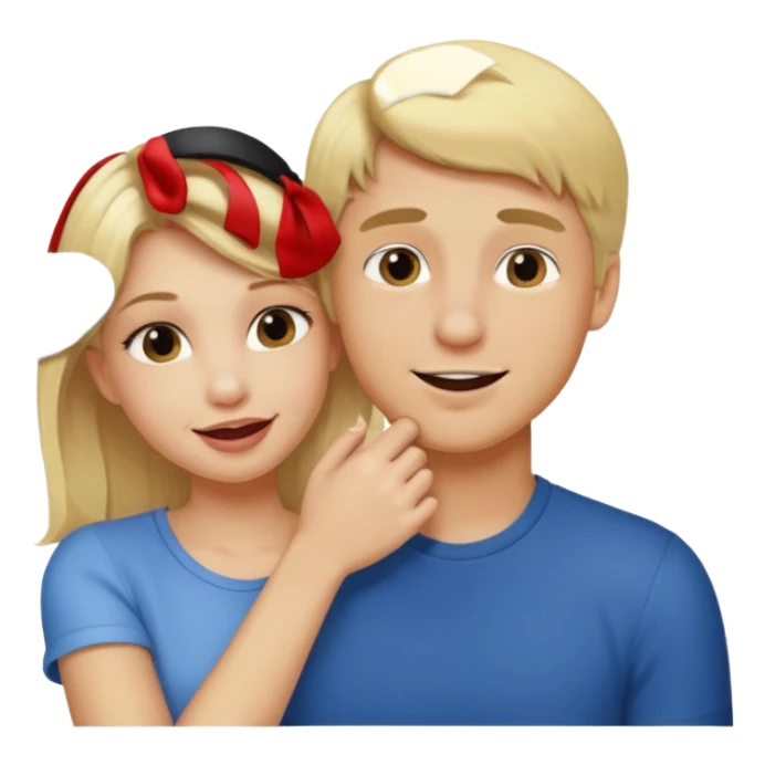 Emoji blonde girl lovingly , biting a man’s arm sticker
