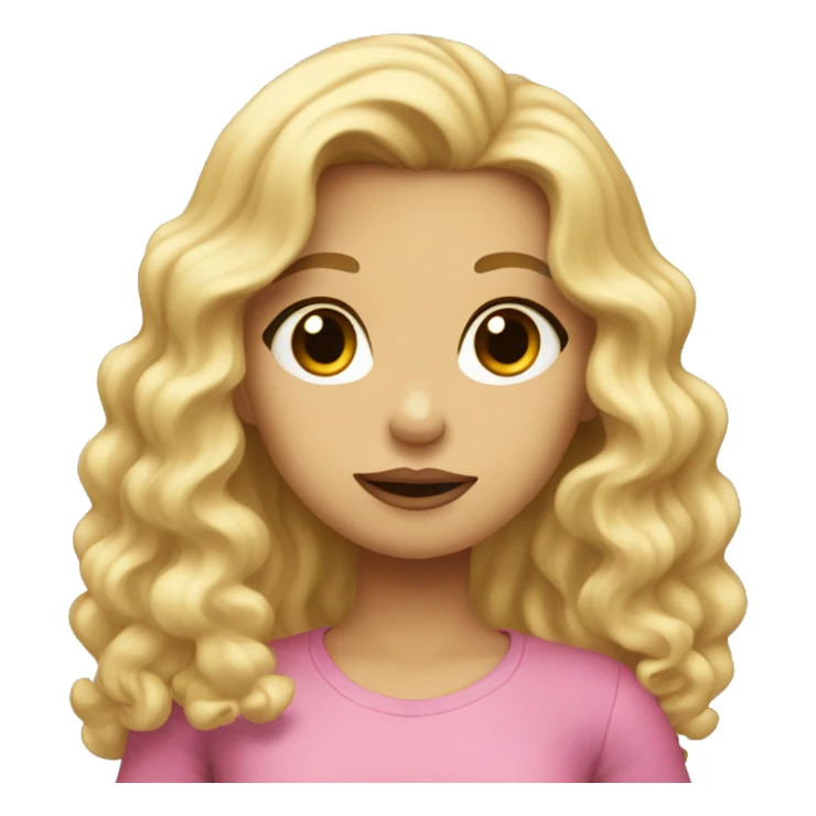 Blonde girl with long wavy hair sending a kiss sticker