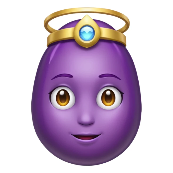 Eggplant wearing a halo sticker