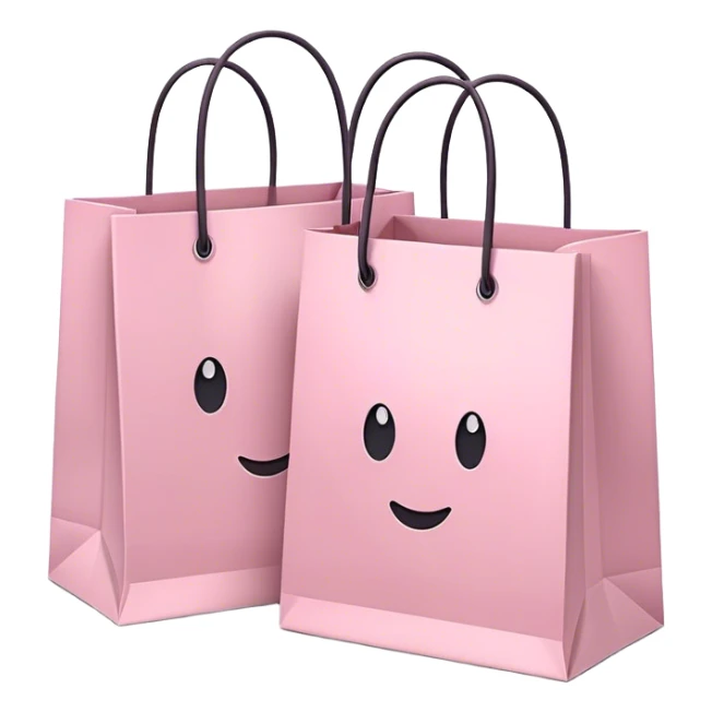 Two Soft pink shopping bags sticker