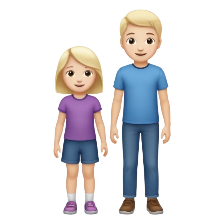 small child standing next to a tall child sticker