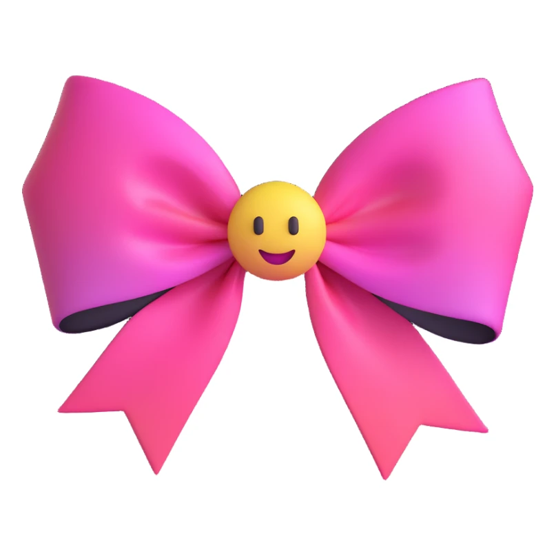 3D emoji style bow, pink gradient, elegant and smooth sticker