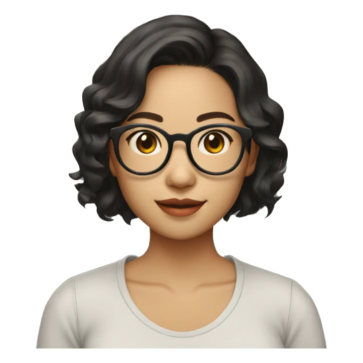 Southeast asian girl wearing glasses short wavy hair sticker