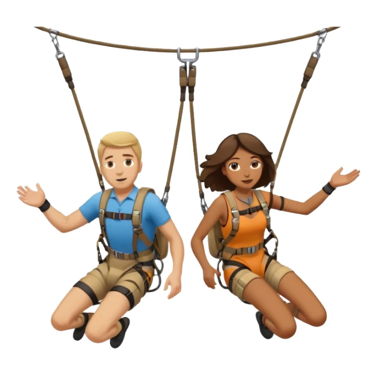 White man and brown woman on a tandem bungee jump sticker