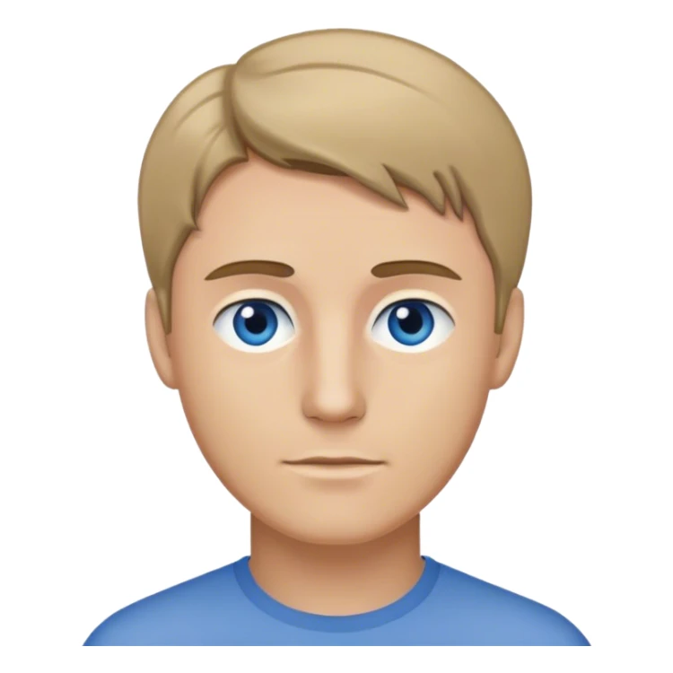 man, dark blonde thin hair without parting, blue-grey eyes sticker