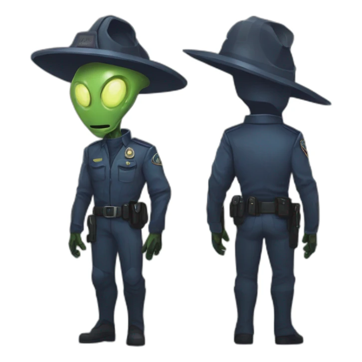 alien policeman scifi roguelike rpg style inspired by slay the spire digital art sticker
