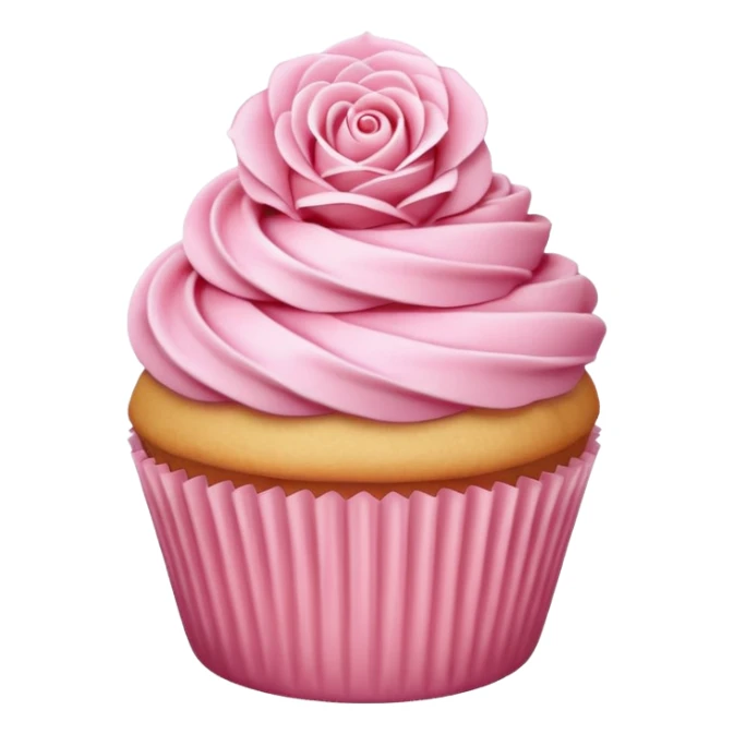 super realistic vanilla cupcake with a pink rose shaped frosting sticker