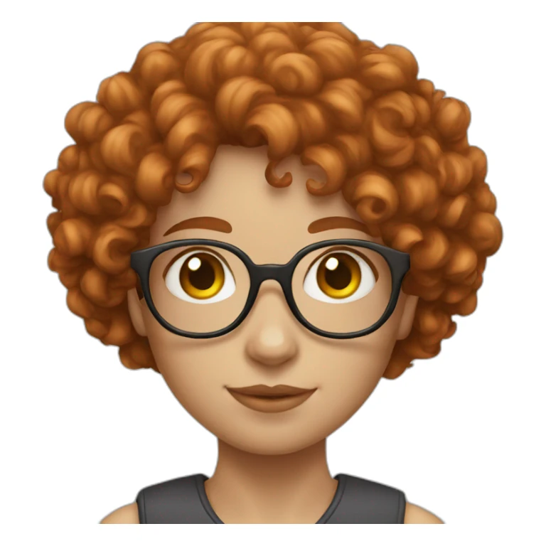 girl white short redhead curly glasses sticker