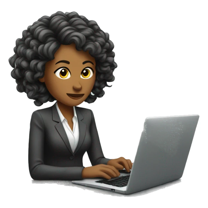 Woman with Laptop busy with coding for Office Work by thinking future me nice hair suit  sticker