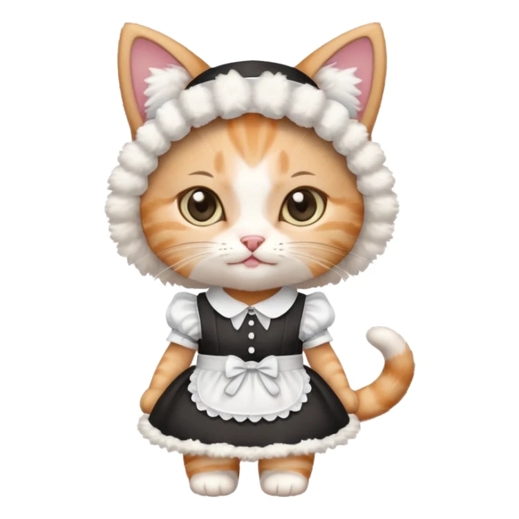 Kitten in a maid outfit  sticker