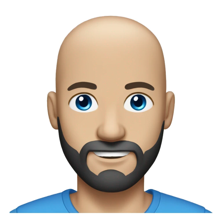 Fit bald man with black beard and blue eyes  sticker