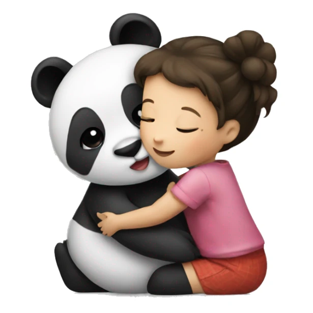 A little girl kissing a panda  sticker