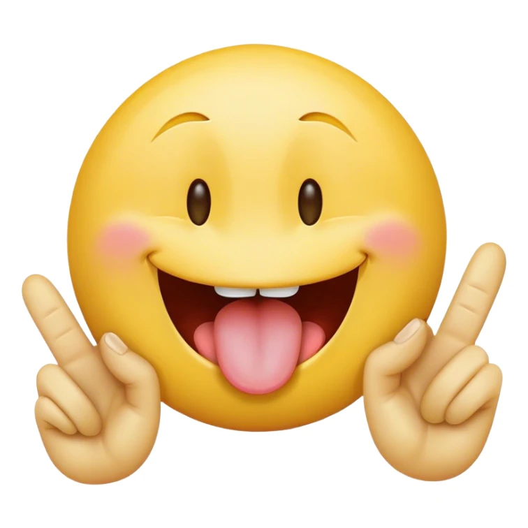 smiley face with tounge betteen two fingers sticker