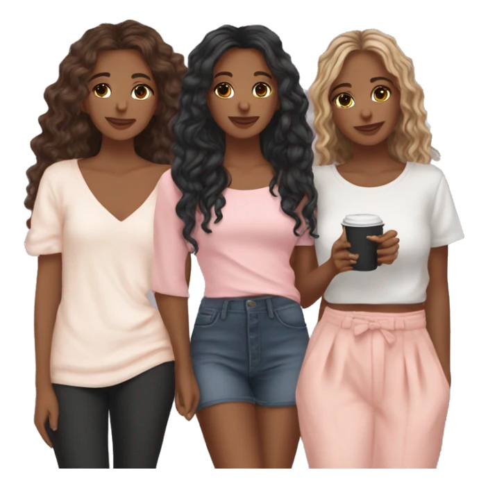 Amigas vestidas de rosa con ropa aesthetic las 2 con cabello café  sticker