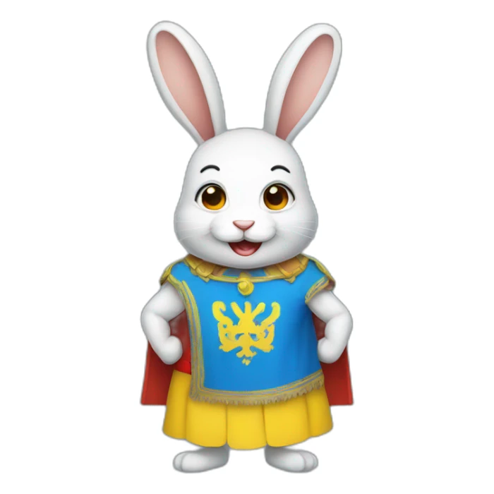 smiling rabbit dressed in a costume  Ukrainian flag sticker