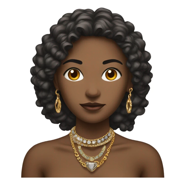 focused female with jewelry sticker