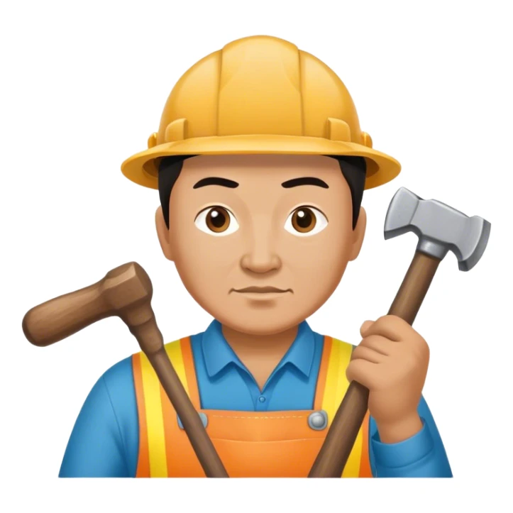photorealistic kazakh worker middle age with 
hammer sticker