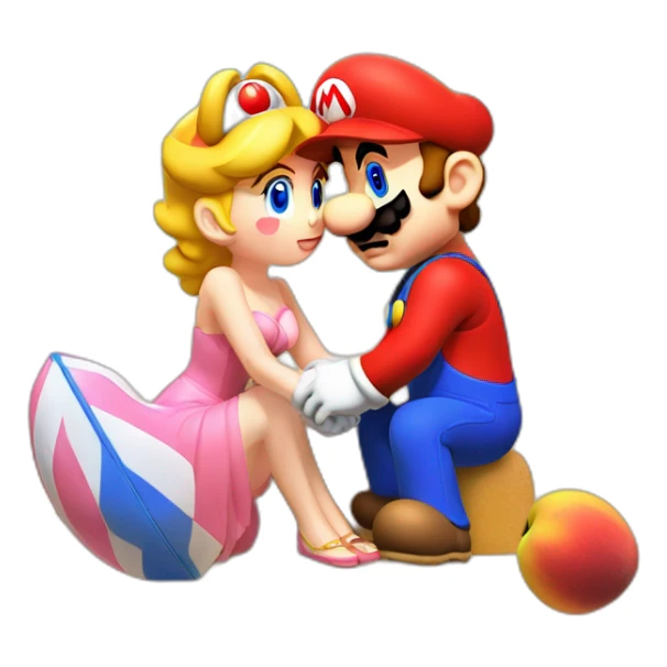 mario and peach love kiss at the beach sticker