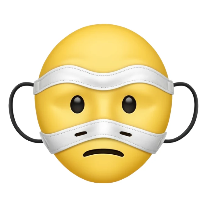 A sad face emoji coverd by a happy face mask sticker
