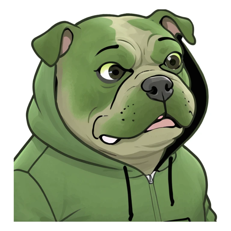 Bull dog wearing a hoodie  sticker