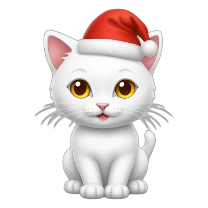 christmas white kitty in red hat full body sticker