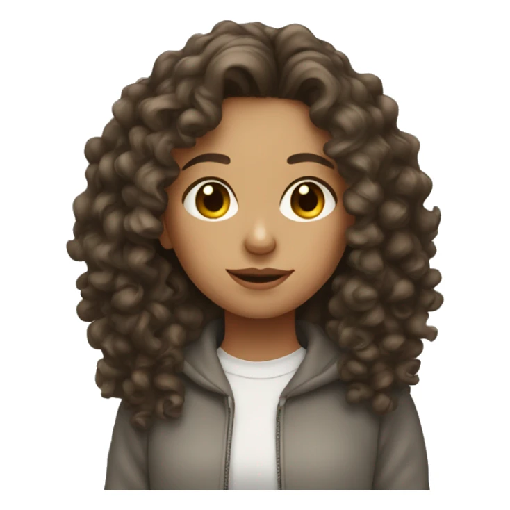 Brunette Girl wearing a sweatshirt curly hair sticker