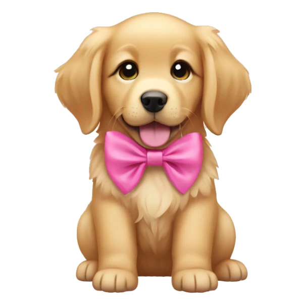 Golden retriever puppy with pink bow sticker