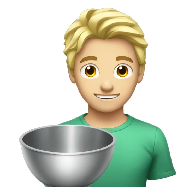attractive blonde young man using a mixing bowl  sticker