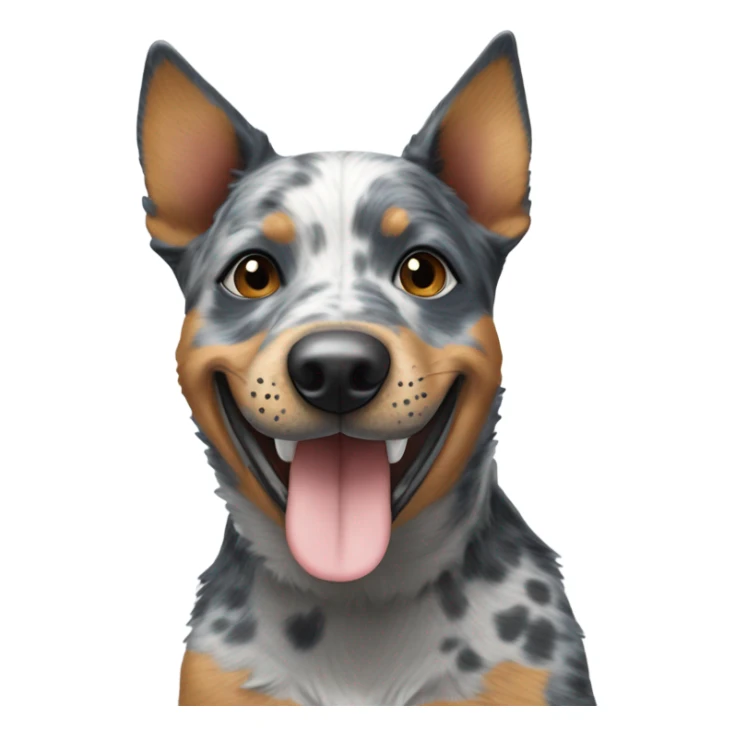 Blue specked Australian cattle dog with one ear down smiling  sticker