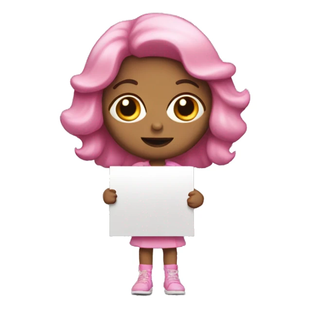 Pink girl holding a sign that says "LAST WORD" sticker