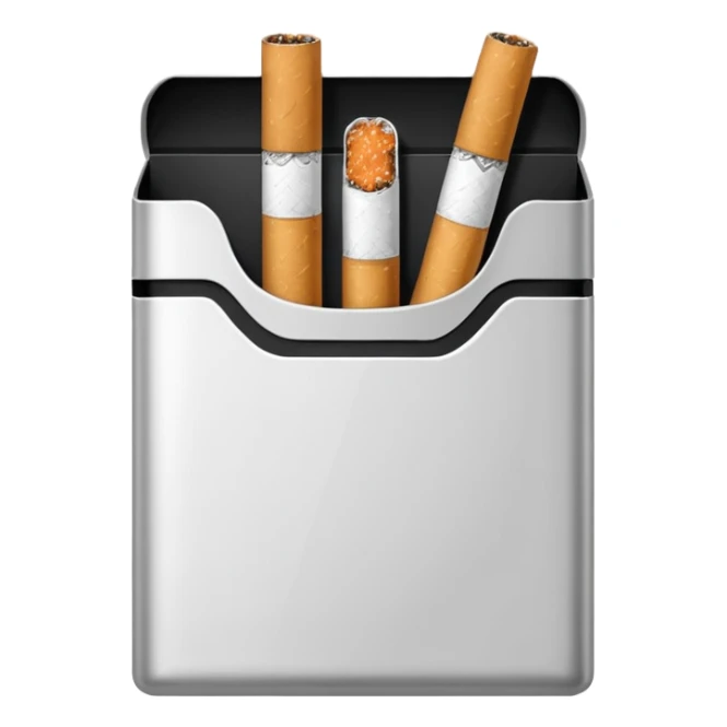 Minimalistic cigarette pack emoji, metallic black and white sticker