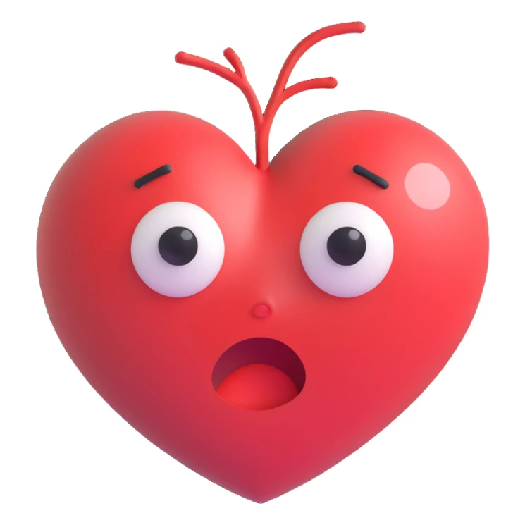 heart symbol showing stress with expressive lines, sweat drops, worried face sticker
