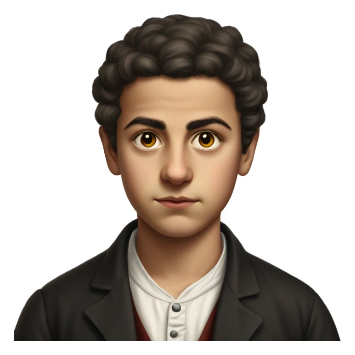 19th century Turkish teenager without a hat photorealistic serious sticker