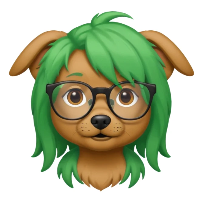 dog with green hair and glassess sticker