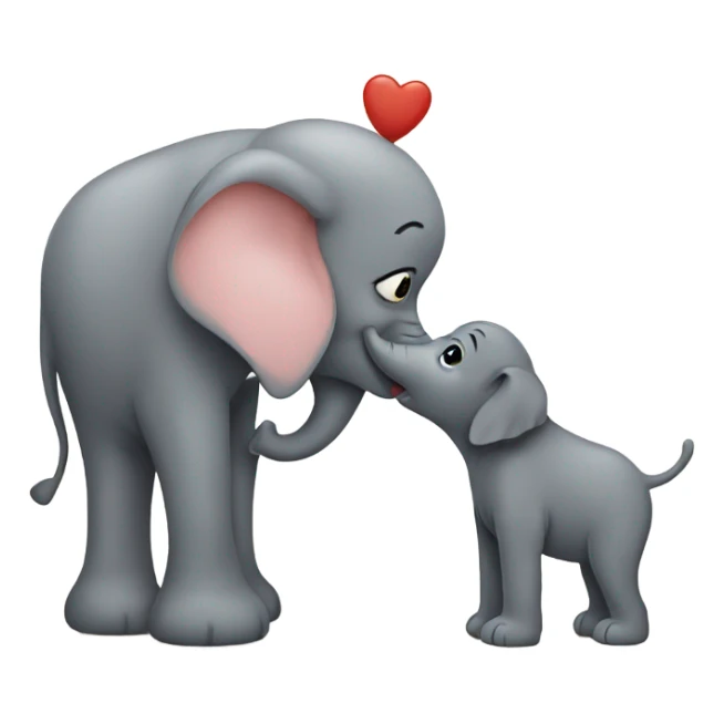 dog kissing an elephant  sticker