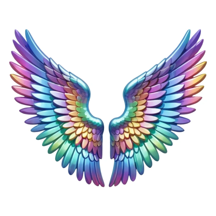 A 3d not too detailed aurora prismatic angel wing sticker