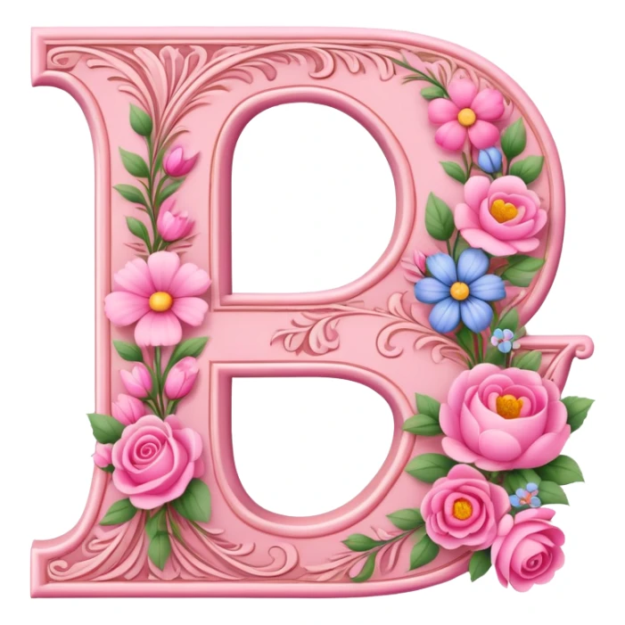 Pink, romantic, flowery, the letter “D” sticker