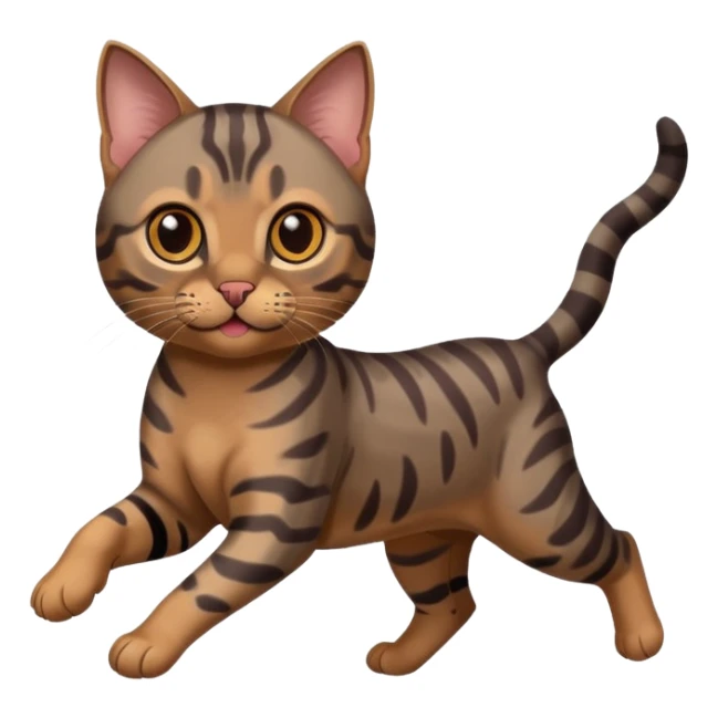 Cute dark grey and dark brown bengal cat running sticker