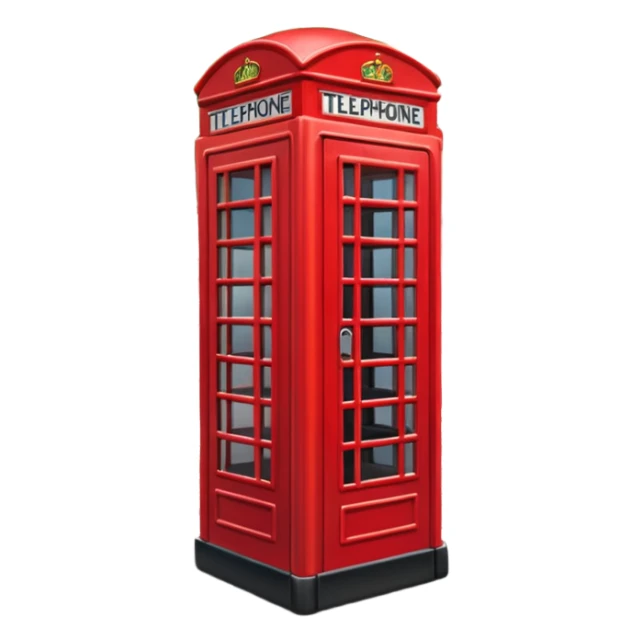 A classic red telephone booth standing on a cobblestone street. sticker