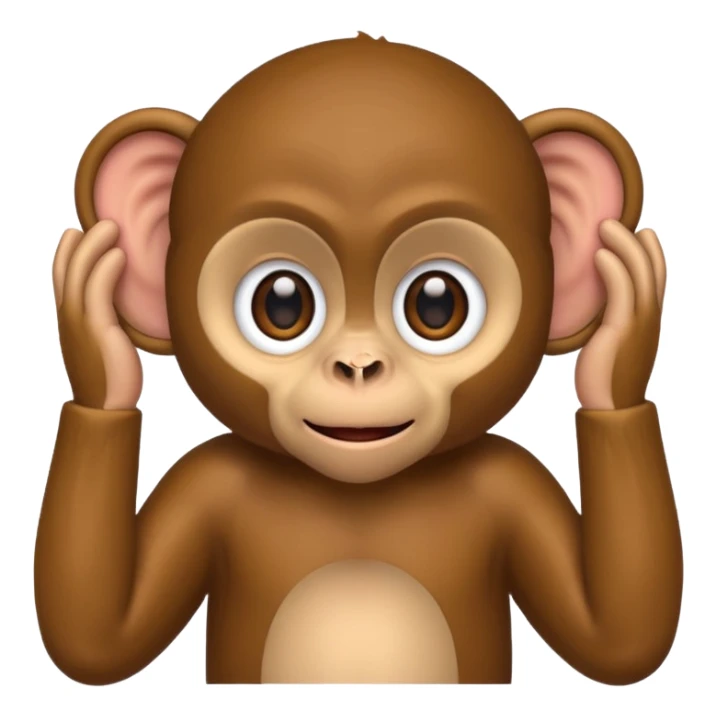 Monkey with big eyes and big hands covering ears sticker