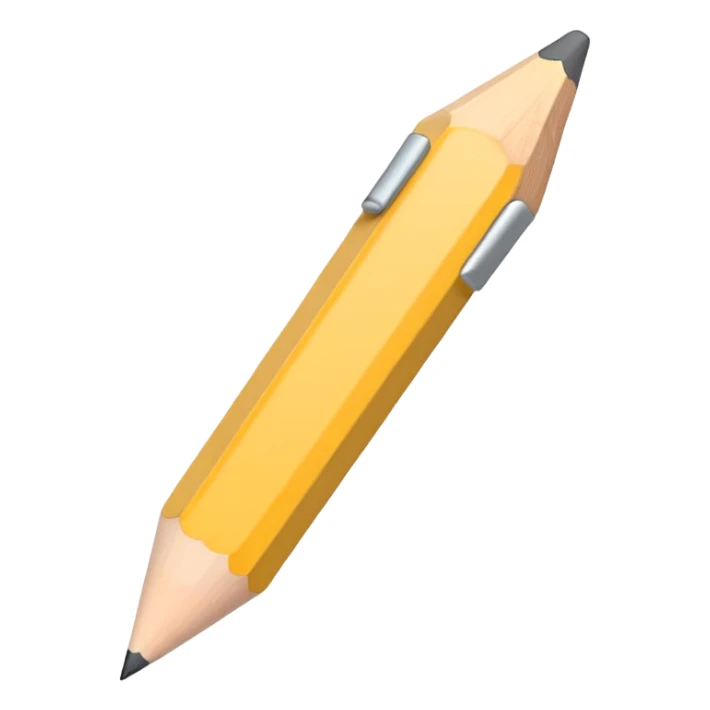 Pencil icon in chibi style, pastel colors sticker