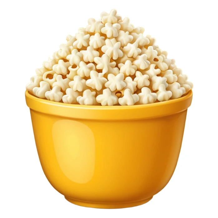Popcorn and Mac and cheese on a tall bowl sticker