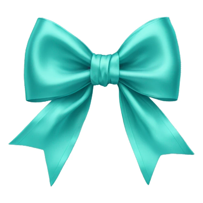 Realistic pastel teal blue silk bow sticker