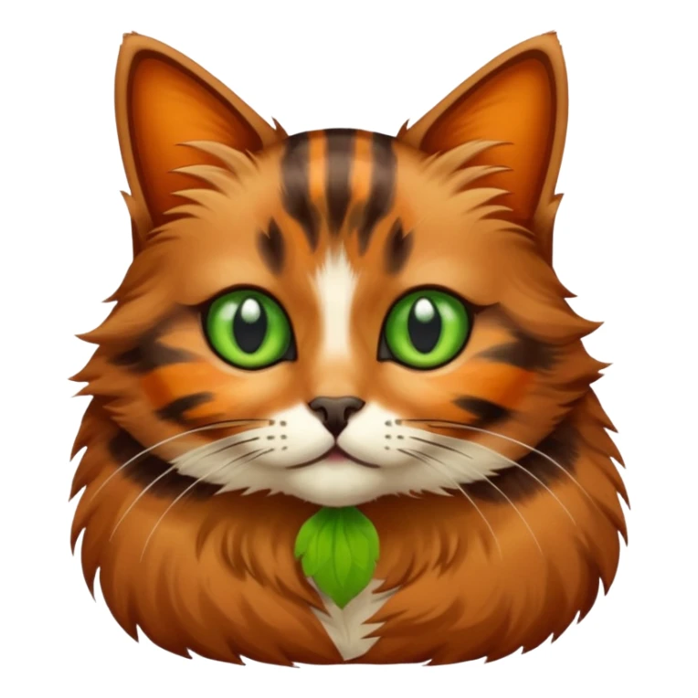 Brown and orange striped tortoiseshell ￼cat with green eyes sticker